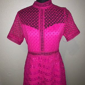 Fashion Nova Magenta Crochet Romper NWOT